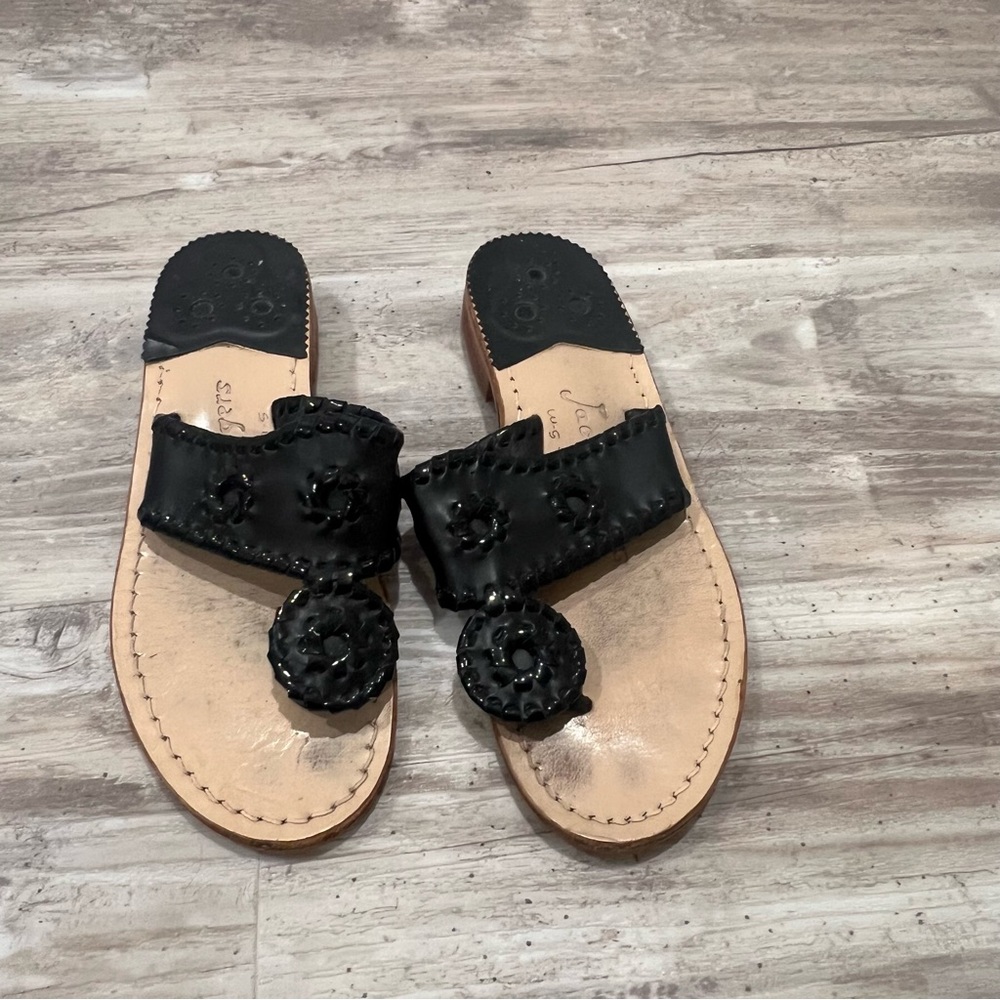 Jack Rogers Black Leather Women's Sandals